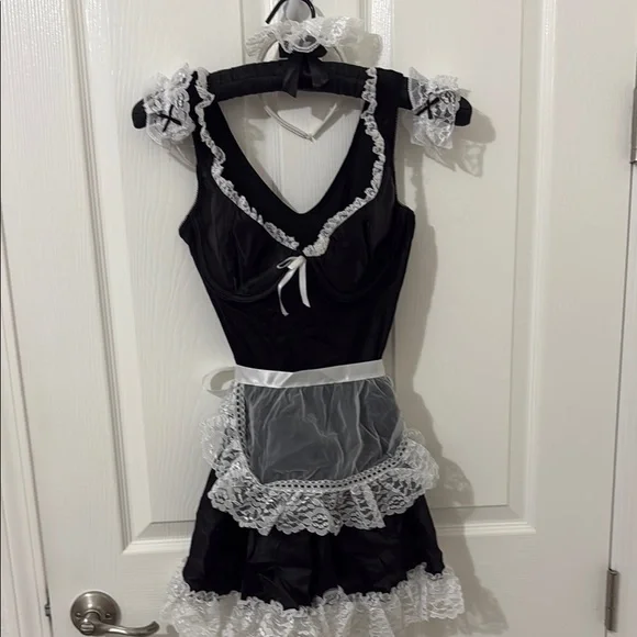 Frederick's of Hollywood | Other | Fredricks French Maid Costume Elegant  Black Dress With White Lace Apron | Poshmark